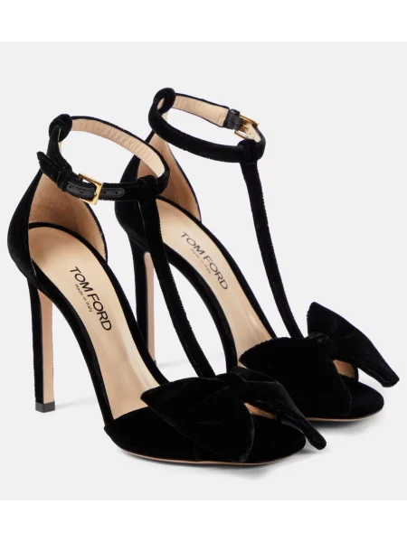 Sandale Tom Ford de catifea negru
