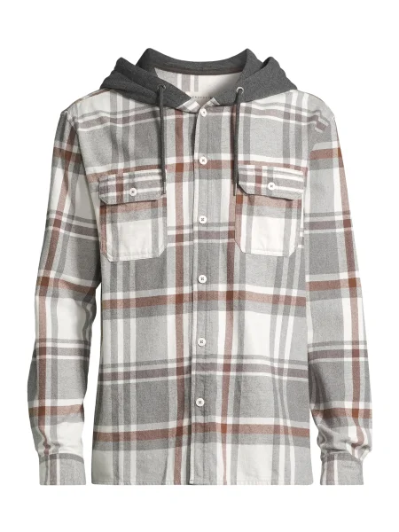 AÉROPOSTALE Košeľa hnedá / tmavosivá / sivá melírovaná biela