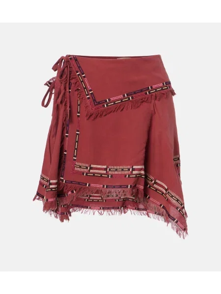 Fustă Isabel Marant de mătase plic bordo