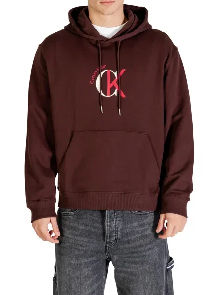 Hoodie Calvin Klein s kapuco rdeča
