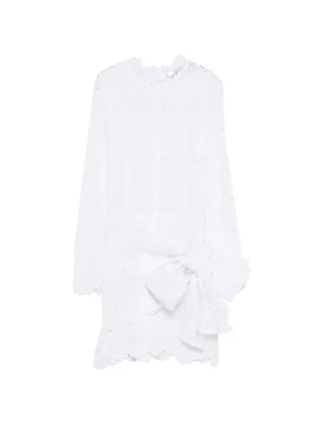 Rochie mini Pnk din dantelă cu legături de costum alb