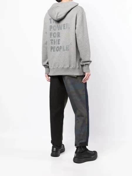 Суичър с качулка The Power For The People с принт сиво