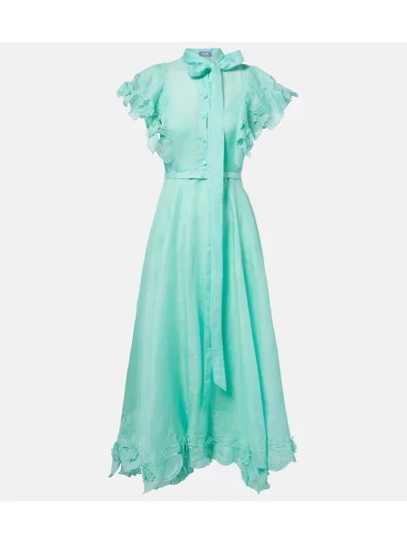 Rochie maxi Leo Lin de in cu legături verde
