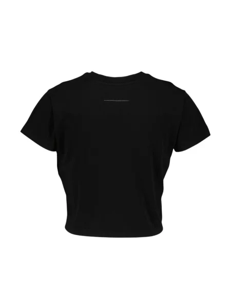 Koszulka Mm6 Maison Margiela z logo o skróconej długości czarna