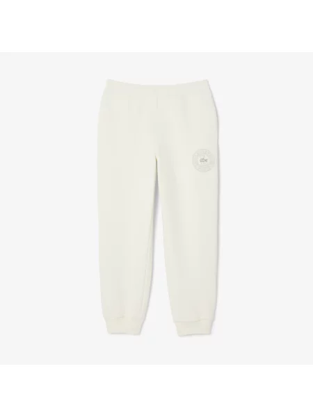 Lacoste Spodnie Dresowe Double Face Piqué biały