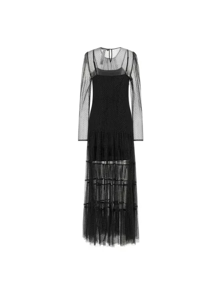 Sukienka maxi Twinset tiulowa czarna