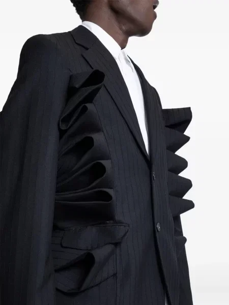 Ριγέ μπλέιζερ Comme Des Garçons Homme Plus με βολάν μαύρο