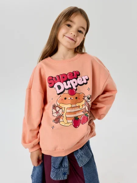 Sinsay mikina crewneck s potiskem Disney pastelová růžová