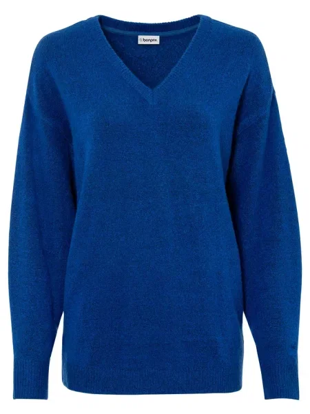 Sweter dzianinowy oversize niebieski