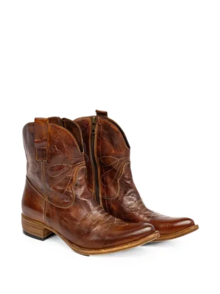 Botine Shoto cu broderie din piele maro