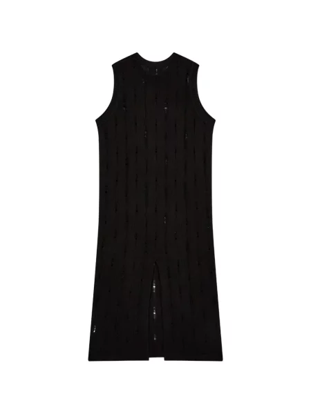 Rochie Tomboy fără mâneci zdrențuiți negru