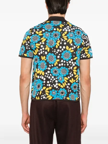 Polo Adidas cu model floral albastru