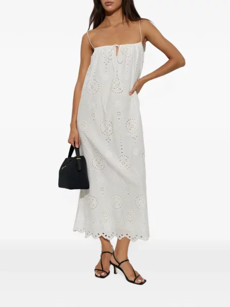 Rochie midi Matteau cu broderie alb