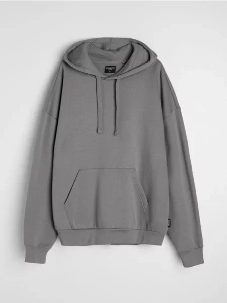 Sinsay Bluza z kapturem z domieszką bawełny szary