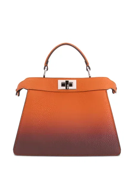 Mała torebka skórzana Fendi Peekaboo skórzana brązowa