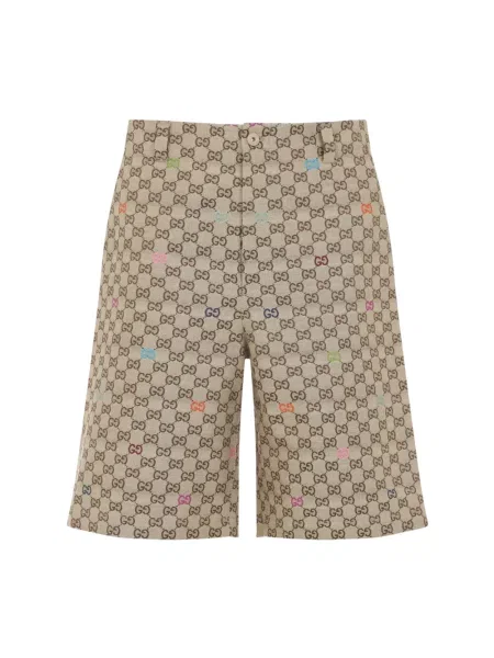 Krótkie szorty Gucci z logo brązowe