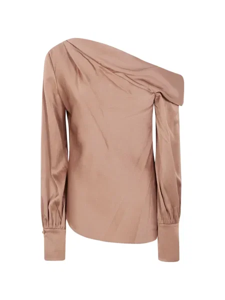 Bluzka Simkhai drapowana na jednym ramieniu różowa