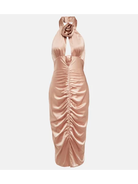 Rochie midi Alessandra Rich din satin până la genunchi de costum roz