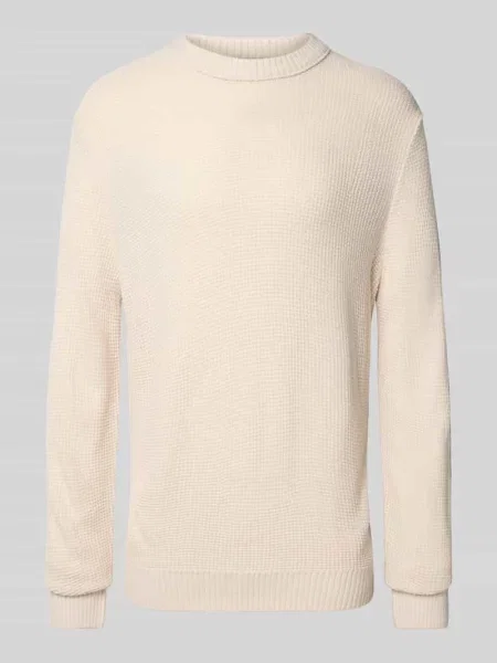 Sweter z dzianiny z okrągłym dekoltem model ‘ROY’ Jack & Jones biały