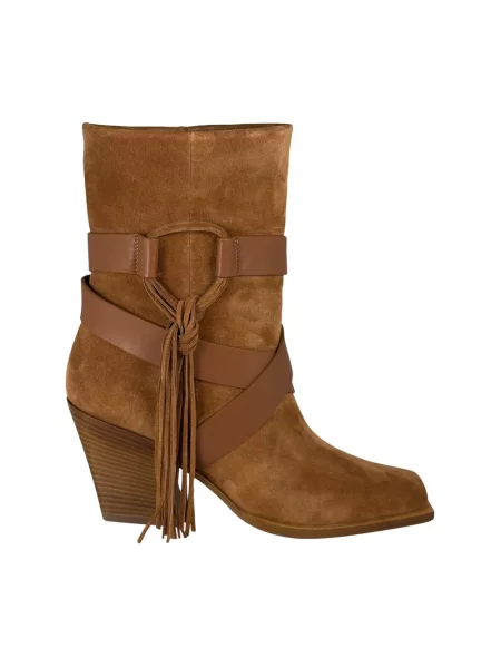 Lniane buty do kostki Vic Matie brązowe