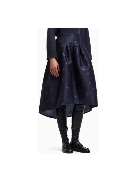 Spódnica midi Emporio Armani niebieska