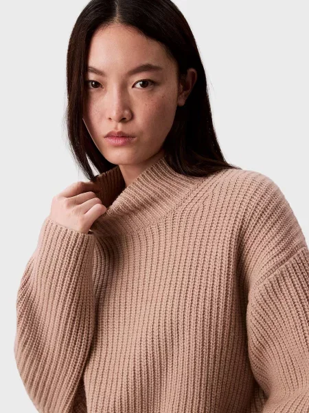 Вовняна водолазка Calvin Klein Jeans чанкі бежева