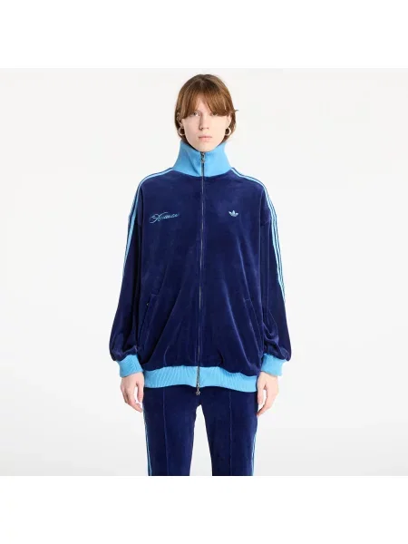 Aksamitna bluza Adidas Originals niebieska
