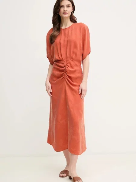 Рокля Hoss Intropia среднодълга разкроена оранжево