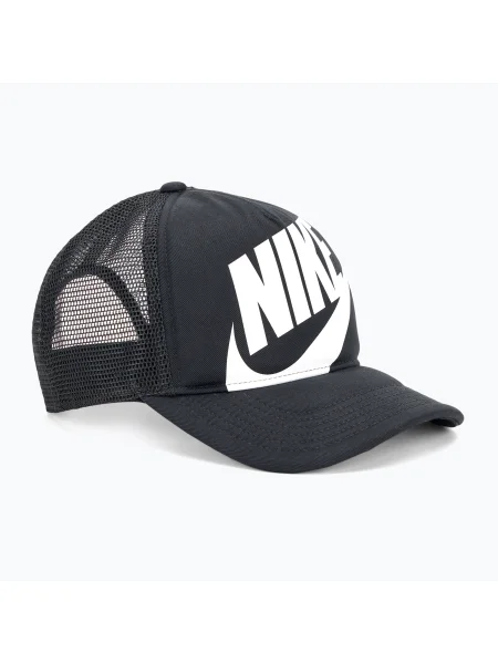 Șapcă pentru copii Nike Rise Structured Trucker black / black / white alb