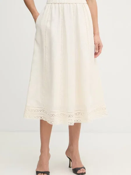 Lniana spódnica Weekend Max Mara beżowa