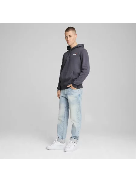 Bluza z kapturem i małym dwukolorowym logo Essentials+ PUMA Galactic Gray szara