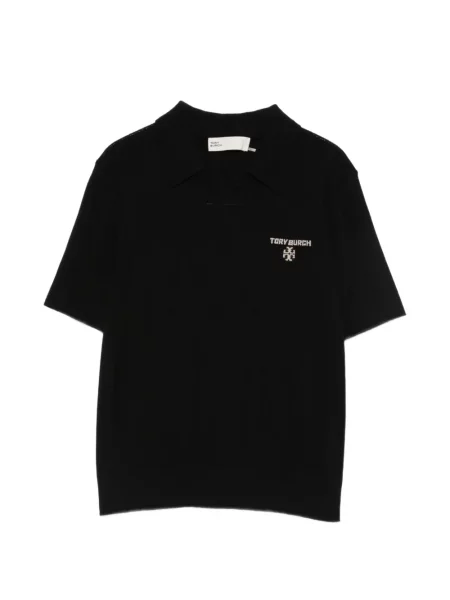 Tricou polo Tory Burch de lână negru