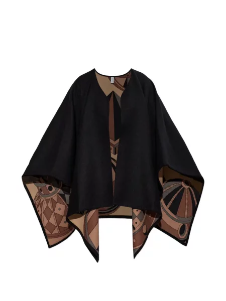 Poncho Ferragamo din cașmir negru