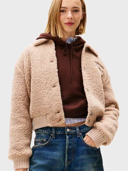 Джинсовая куртка Tommy Jeans Тедди бежевая