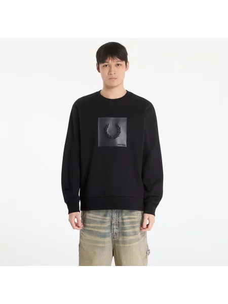 Суитшърт FRED PERRY Box Graphic Sweatshirt Black/ Anchorgrey L черно