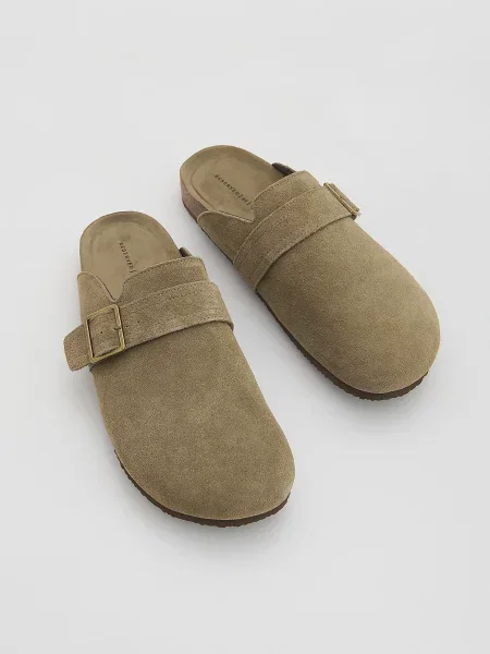 Замшевые мюли Reserved зеленые