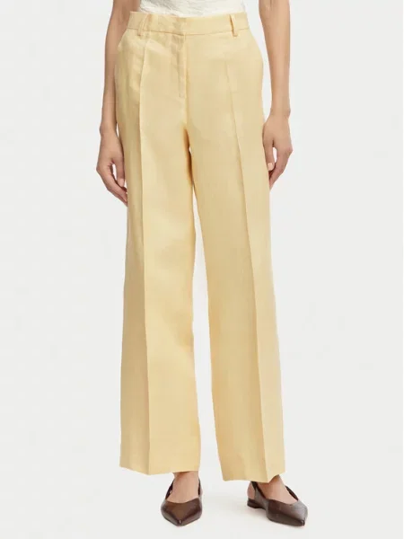 Weekend Max Mara hlače za žene od lana MALIZIA žuta