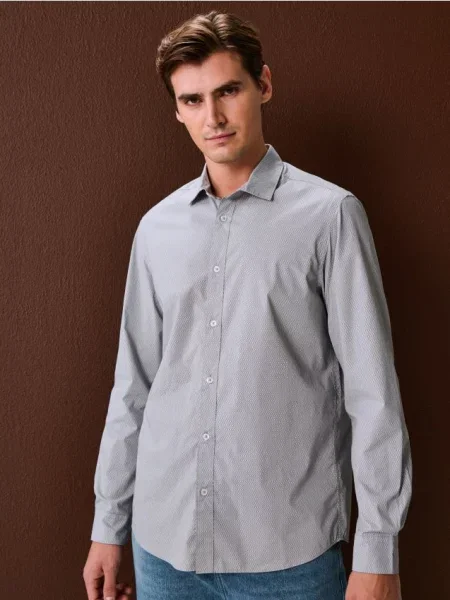 Sinsay Koszula z długim rękawem we wzory szary