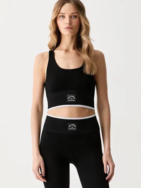 Karl Lagerfeld crop top pentru femei negru