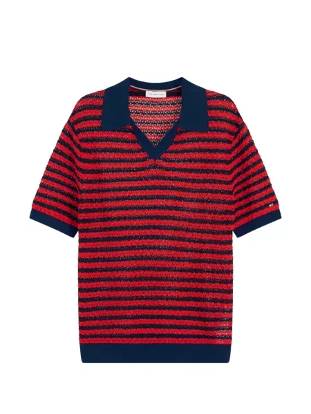 Scurt pulover Tommy Hilfiger cu dungi roșu