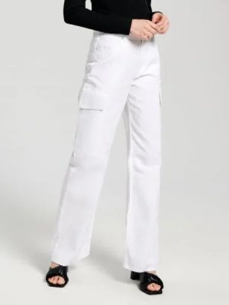 Sinsay Džíny high waist wide leg bílá