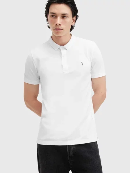 AllSaints polo REFORM gładki biały