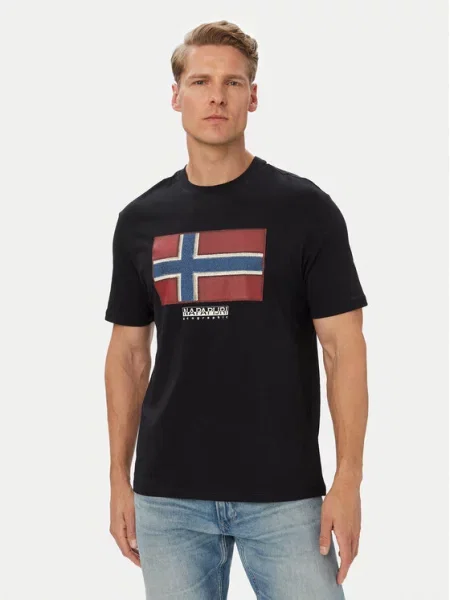 Napapijri Majica S-Flag Tiki Ss Črna bela