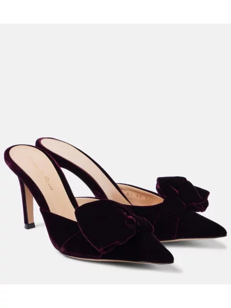 Mules Gianvito Rossi z lokom iz rebrastega žameta vijolična