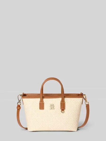 Torebka do noszenia w ręku z Aplikacja z logo Model MONOPLAY' Tommy Hilfiger beżowa