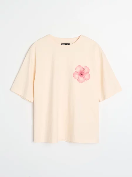 Футболка з квітковим візерунком пшеничний