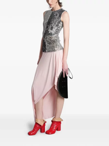 Fustă Maison Margiela asimetrică drapată roșu