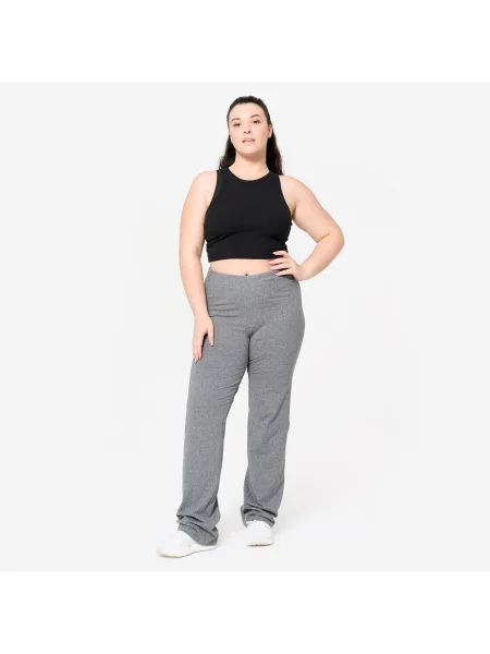 Legginsy fitness Domyos rozkloszowane szare