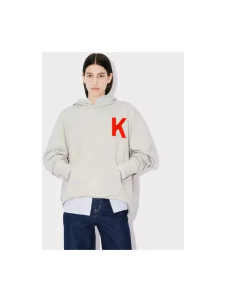 Bluza z kapturem Kenzo w tygrysie prążki szara