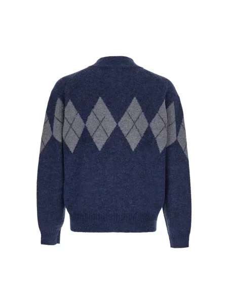 Sweter Coor wełniany z wzorem argyle niebieski
